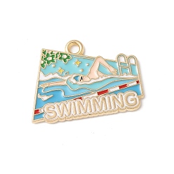 Другие Подвески из эмали и сплава, золотые, спортивный, бассейн, красочный, 20x23x1.5 мм, отверстие : 1.8 мм
