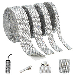 Кристалл 4 рулоны 4 самоклеящиеся стразы для стекла, лента для отделки, пришивание ленты со стразами, аксессуары для костюма, кристалл, 10~30x2 мм, о 3 ярдов / крен, 1 рулон / стиль