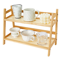 Цвет Древесины 2-ярусная настольная деревянная подставка-органайзер для спальни, деревесиные, 40x18x28.5 см