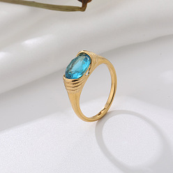 Темно-Голубой 304 кольца из циркониевого кубического кольца из нержавеющей стали, особый интерес, , для женщин, глубокое синее небо, размер США 8 (18.1 мм)