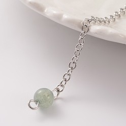 Green Aventurine Platinum Tone Brass Green Aventurine Cone Hexagonal Pointed Dowsing Pendulums, with Lobster Claw Clasps, 230x3mm