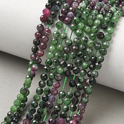 Ruby in Zoisite Gradient Natural Ruby in Zoisite Beads Strands, Faceted, Round, 4.5mm, Hole: 0.6mm, about 94pcs/strand, 15.43~15.51''(39.2~39.4cm)