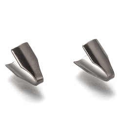 Stainless Steel Color Tarnish Resistant 304 Stainless Steel Folding Crimp Ends, Fold Over Crimp Cord Ends, Stainless Steel Color, 8.5x4.8x2.5mm, Hole: 4x1.2mm