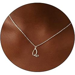 Letter Q Модные латунные ожерелья с подвеской в виде сердца для женщин, платина, Буква Q, 16.54 дюйм (42 см)