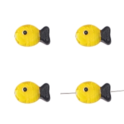 Желтый Бусины лэмпворк , рыба, желтые, 20x12 мм, отверстие : 2 мм, о 1pc / мешок