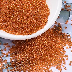 (RR9) Silverlined Tangerine Миюки круглые бусины рокайль, японский бисер, 11/0, (rr 9) мандарин серебристый, 11/0, 2x1.3 мм, Отверстие : 0.8 мм , около 5500 шт / 50 г