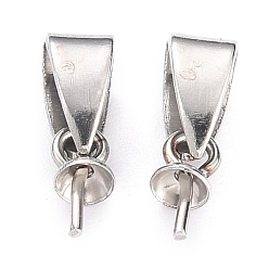 Stainless Steel Color Non-Tarnish 304 Stainless Steel Peg Bails Charms, for Half Drilled Beads, Stainless Steel Color, 11.5x4x4.5mm, Hole: 3.5x6mm, Pin: 1mm