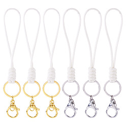 Белый 10 шт 2 цвета экологически чистые корейские вощеные полиэстеровые шнуры для ключей, брелок с застежкой из железного сплава, белые, 188 мм, 5 шт / цвет