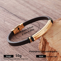 Oro Pulseras vintage de acero inoxidable para hombre, trenzadas en cuero sintético y con cierres metálicos., negro, dorado, diámetro interior: 304 pulgada (2.76 cm)