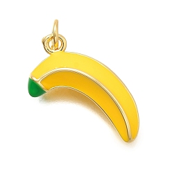 Желтый Латунь эмаль подвески, с целью перехода в кольце, долговечный, без кадмия и без свинца, стойки покрытие, реальный 18 k позолоченный, банановые прелести, желтые, 10.5x19.5x6.5 мм, отверстие : 3.5 мм
