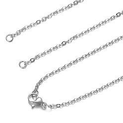 Stainless Steel Color 304 Stainless Steel Cable Chain Necklace Making, with Lobster Claw Clasps, Stainless Steel Color, 28.1 inch~28.3 inch(71.5~72cm), 2mm, Hole: 2.5mm