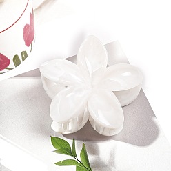 (404) Непрозрачное AB Кислое яблоко Заколки для волос с когтями из смолы, аксессуары для волос для женщин и девочек, цветок, цветочный белый, 85x75 мм