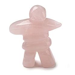 Розовый Кварц Резные целебные фигурки в форме человека из натурального розового кварца, Украшения из камня с энергией Рейки, 65~67x52~55x19~19.5 мм