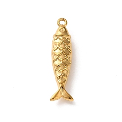 Золотой 304 подвески из нержавеющей стали, рыба, золотые, 27x7x5.5 мм, отверстие : 1.5 мм