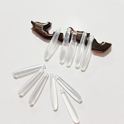 Прозрачный Подвески ручной работы в технике лэмпворк своими руками, подвески в форме капли, прозрачные, 35x7x6 мм, отверстие : 1 мм