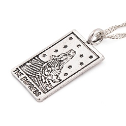 Others Alloy Pendant Necklaces, with Singapore Chains, Tarot Necklaces, The Empress, 16.14 inch(41cm)