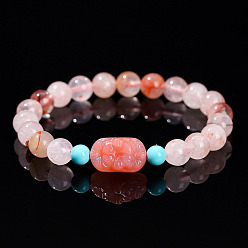 Gemstone Естественно агат круглые бусины растянуть браслеты, овальные, внутренний диаметр: 2-1/8 дюйм (5.5 см)