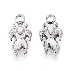 Нержавеющая Сталь Цвет 304 прелести нержавеющей стали, анти-тускнение, талисман золотой рыбки, цвет нержавеющей стали, 12.5x6.5x3 мм, отверстие : 1.8 мм