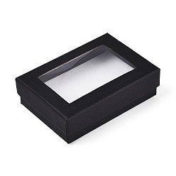 Черный Прямоугольник День Святого Валентина представляет пакеты картонные коробки комплект ювелирных изделий, для ожерелья, серьги и кольца, чёрные, 90x65x28 мм