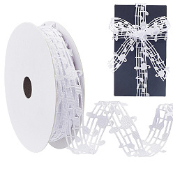 White Polyester Lace Trim, Musical Note Pattern, for DIY Craft Sewing Accessories, White, 3/4~1-1/8 inch18~29mm)