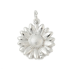 Платина Латунные подвески, прелести маргаритки, стойки покрытие, долговечный, без кадмия и без свинца, с целью перехода в кольце, платина, 17x15x3 мм, отверстие : 3.4 мм