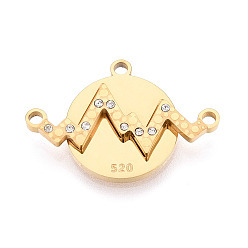 Настоящее золото 18K 304 Подвески из нержавеющей стали с кристаллами и стразами, плоские круглые подвески и подвески в виде молний, ионное покрытие (ip), реальный 18 k позолоченный, плоско-круглые: 17x25x3.5 mm, отверстие : 1.6 мм, молния: 10x25x1.5 мм