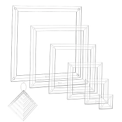 Квадрат 6шт 6 стили прозрачный акриловый швейный шаблон, для квилтинга со свободной подачей на бытовой машине, квадратный, 38~165x38~165x3 мм