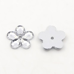 Clear Acrylic Rhinestone Flat Back Cabochons, Flower, Clear, 11x2mm