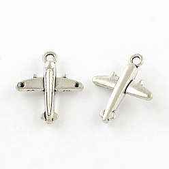 Antique Silver Tibetan Style Zinc Alloy Passenger Airplane Pendants, Airliner Charms, Lead Free & Cadmium Free, Antique Silver, 20x16.7x5mm, Hole: 2mm, about 384pcs/500g