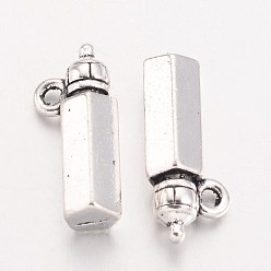 Античное Серебро Тибетский сплав стиль подвески рожок, без свинца и без кадмия, античное серебро, 18x8x5 мм, отверстие : 1.5 мм