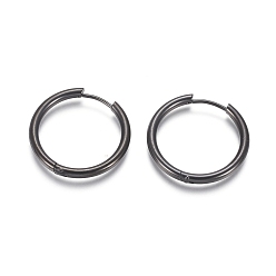 Electrophoresis Black 304 Stainless Steel Huggie Hoop Earrings, Hypoallergenic Earrings, with 316 Surgical Stainless Steel Pin, Electrophoresis Black, 10 Gauge, 25x2.5mm, Pin: 1mm, Inner Diameter: 20mm