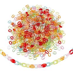 Mixed Color 700Pcs 7 colors Transparent Acrylic Linking Rings, Quick Link Connectors, for Cable Chains Making, Oval, Mixed Color, 15.5x11x6mm, Inner Diameter: 4.5x10.5mm, 100pcs/color