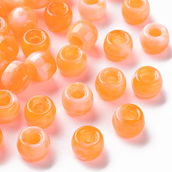 Темно-Оранжевый Европейский бусы акриловые, имитация драгоценных камней, бусины с большим отверстием, рондель, темно-оранжевый, 9x6 мм, отверстие : 4 мм, Около 1790~1840 шт / 500 г