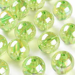 Желто-Зеленый Прозрачные акриловые бусины, с покрытием AB цвета, круглые, желто-зеленый, 20x19 мм, отверстие : 3 мм, Около 111 шт / 500 г