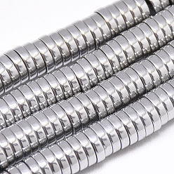 Platinum Plated Electroplate Non-magnetic Synthetic Hematite Beads Strands, Heishi Beads, Flat Round/Disc, Platinum Plated, 8x2mm, Hole: 1mm, about 192pcs/strand, 16.1 inch