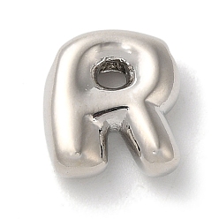 Letter R Brass Pendants, Long-Lasting Plated, Platinum, Letter R, 10x9x3.5mm, Hole: 1.4mm