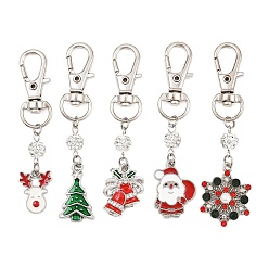 Mixed Shapes 5Шт подвесные украшения из сплава эмали, с сплава шарнирного когтя омара застежками, Рождественская серия, разнообразные, 64~72 мм