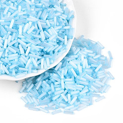 Светло-Голубой Стеклярус, имитации кошачьего глаза , Небесно-голубой, 6.5~7x1.5~2 мм, отверстие : 0.8~1 мм, Около 13636 шт / фунт