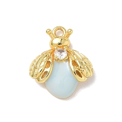 Настоящее золото 18K Латунные микро проложить кубического циркония подвески, насекомое, с эмалью, стойки покрытие, долговечный, без кадмия и без свинца, реальный 18 k позолоченный, 17.5x15x5.5 мм, отверстие : 1.6 мм