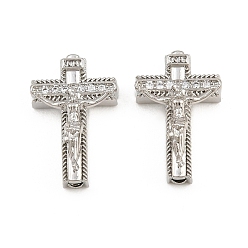 Platine Pendentifs en laiton de Pâques sertis de micro-pavés de zircone cubique transparente, breloques crucifix, sans cadmium et sans plomb, platine, 20x13x6mm, Trou: 1.8mm