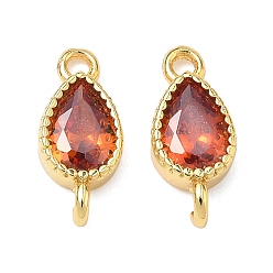 (123L) Белый крем непрозрачный блеск Латунные подвески-каплевидные элементы с кубическим цирконием, инкрустированные фианитами., золотые, стойки покрытие, без кадмия и без свинца, долговечный, огнеупорный кирпич, 13.5x6x3 мм, отверстия : 1.4 mm и 1.6 мм