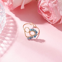 Апатит Кольца-манжеты из натурального апатита, сердце, с экологически чистой медной проволокой, 16.5x17 мм, внутренний диаметр: 20 мм