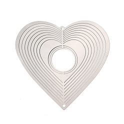 Нержавеющая Сталь Цвет Сердце 201 нержавеющая сталь 3 вращающийся подвесной ветряной вертушка, для украшения сада внутри и снаружи помещения, не тускнеет, цвет нержавеющей стали, 102x103x0.4 мм, отверстие : 3.3 мм