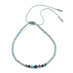 Бирюза Браслеты из бисера миюки и плетеных бусин из натурального апатита, с нейлоновым шнуром, бирюзовые, внутренний диаметр: 1-3/4~3 дюйм (4.4~7.7 см)