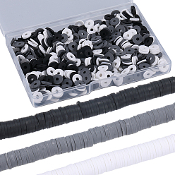 (52) Непрозрачная лаванда 3 нити 3 цвета плоские круглые бусины из полимерной глины ручной работы, диск хейши бусины для гавайских серег браслет ожерелья ювелирных изделий, разноцветные, 8x0.5~1 мм, отверстие : 2 мм, около 380~400 шт / нитка, 17.7 дюйм, 1 прядь / цвет