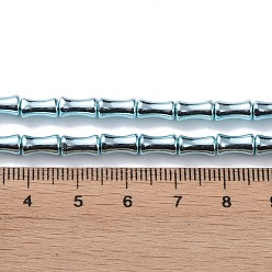 Pale Turquoise Electroplate Glass Beads Strands, Bamboo, Pale Turquoise, 8x4.5mm, Hole: 0.8mm, about 50pcs/strand, 15.75''(40cm)