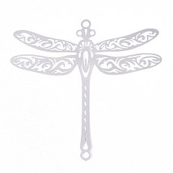 Нержавеющая Сталь Цвет 201 подвески из нержавеющей стали, ссылки стрекозы, цвет нержавеющей стали, 64x67x0.3 мм, отверстие : 2.5 мм