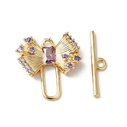Лиловый Латуни Переключить застежками, со стеклом, без никеля , бантом, золотые, сирень, 18.5x18x5 мм, бар: 4.5x20x1.5 mm, отверстие : 1 мм