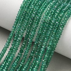 Green Onyx Agate Dyed & Heated Natural Green Onyx Agate Beads Strands, Faceted, Rondelle, 4x2.5mm, Hole: 0.8mm, about 166pcs/strand, 15.35''(39cm)