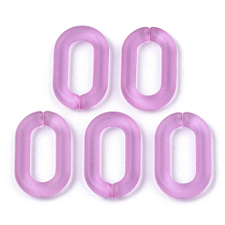 Flamingo Transparent Acrylic Linking Rings, Quick Link Connectors, for Cable Chains Making, Oval, Frosted, Flamingo, 27x16.5x4mm, Inner Diameter: 18x8mm